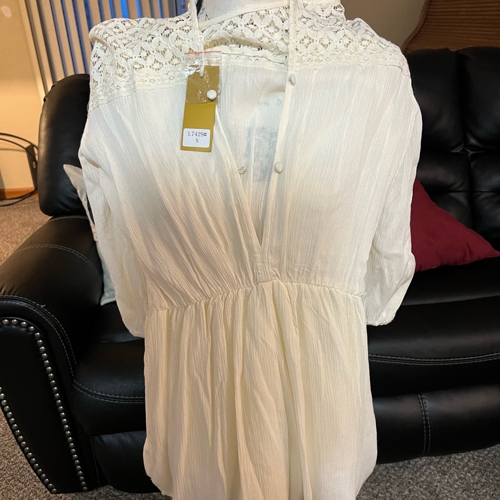 LARA Cream Lace Detail Romper